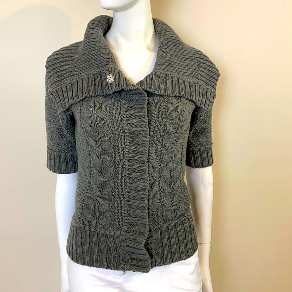 Express Gray Sweater Chunky Knit Short Sleeve Workday or Weekend Size Small
